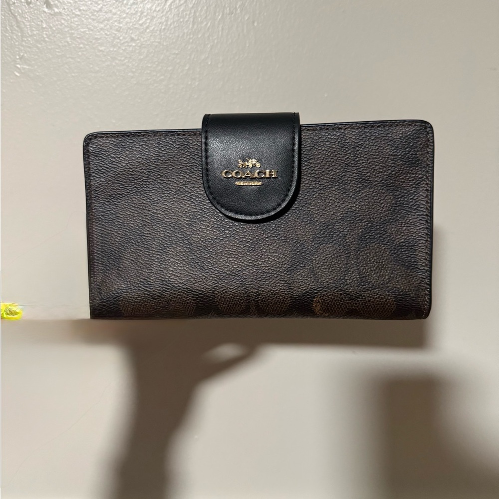 Coach Black and Brown Signature Wallet
